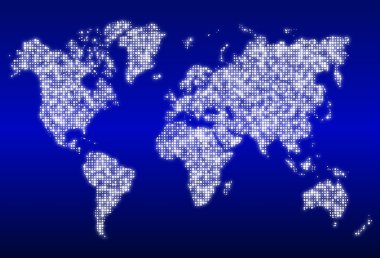 Parlayan veri merkezleri ile Dünya Haritası