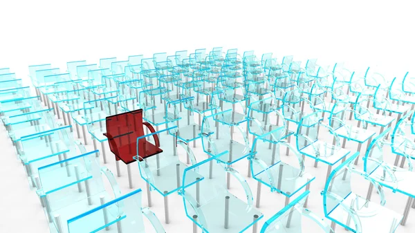 Een rode van vele stoelen — Stockfoto