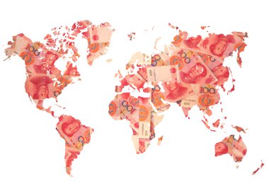 Çin yuan yapılan Dünya Haritası