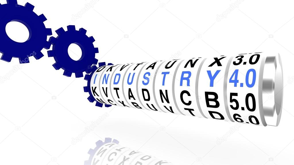 Slot machine wheels with the word industry 4.0 in blue