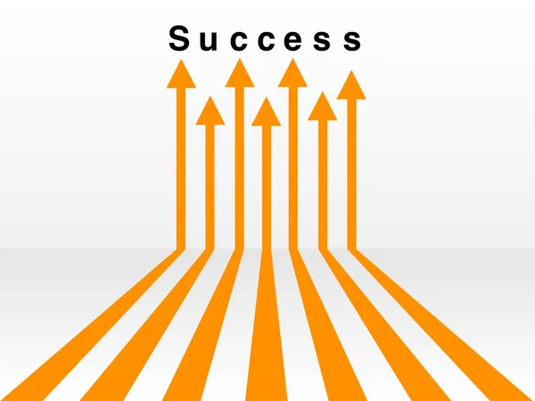 Orange arrows leading to the word success — Stock Photo, Image