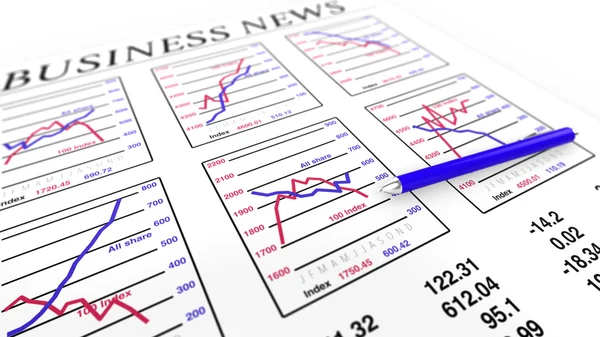 펜으로 비즈니스 신문 — 스톡 사진
