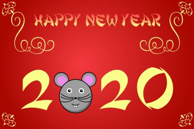 Mutlu çene yeni yıl kartı illüstrasyon için 2020