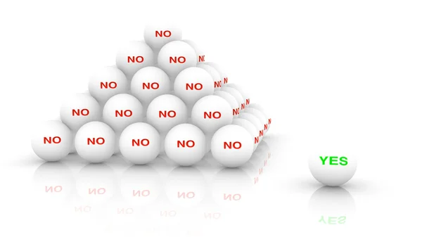 Haufen weißer Kugeln mit dem Wort Nein — Stockfoto