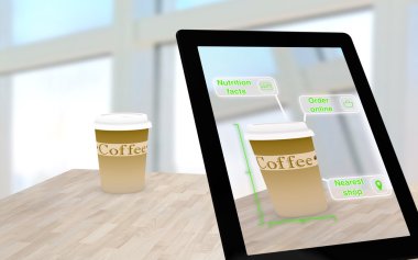 Augmented reality coffee on a table