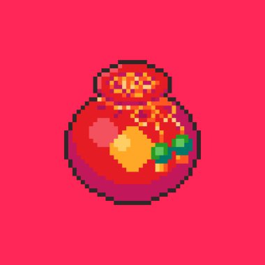 Oyun Varlıkları için Piksel Sanat Biçiminde Çin Yeni Yıl Sanatının Vektör İllüstrasyonu