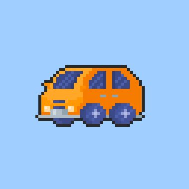 Piksel Sanat Tasarımı ile Sarı Araba Vektör Illustration, oyun varlıkları için mükemmel temalı tasarımlar