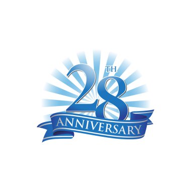 mavi ışık ışınları ile 28th yıldönümü şerit logo
