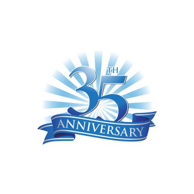 mavi ışık ışınları ile 35 yıldönümü şerit logo