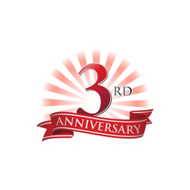 kırmızı ışık ışınları ile 3 yıldönümü şerit logo
