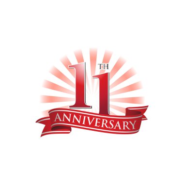 kırmızı ışık ışınları ile 11 yıldönümü şerit logo