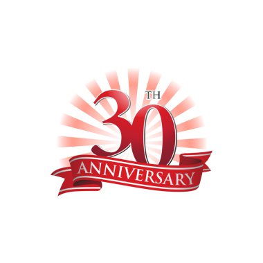 kırmızı ışık ışınları ile 30 yıldönümü şerit logo
