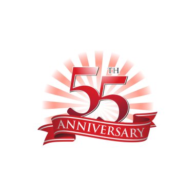 kırmızı ışık ışınları ile 55 yıldönümü şerit logo