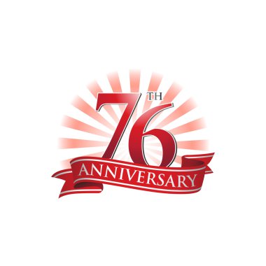 kırmızı ışık ışınları ile 76 yıldönümü şerit logo