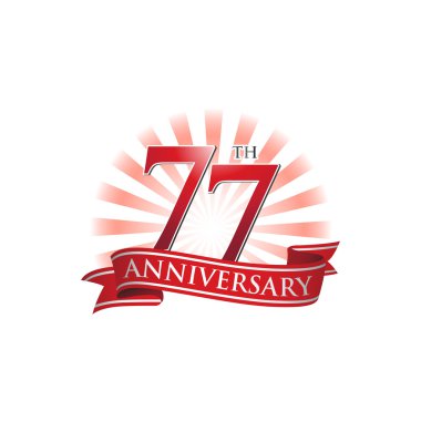 kırmızı ışık ışınları ile 77 yıldönümü şerit logo