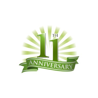 ışık yeşil ışınları ile 11 yıldönümü şerit logo