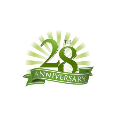 ışık yeşil ışınları ile 28th yıldönümü şerit logo