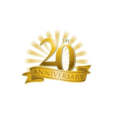 Altın ışık ışınları ile 20th yıldönümü şerit logo