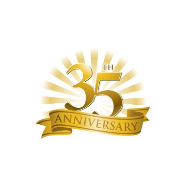 Altın ışık ışınları ile 35 yıldönümü şerit logo