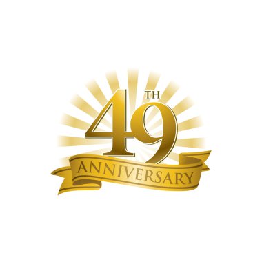 Altın ışık ışınları ile 49 yıldönümü şerit logo