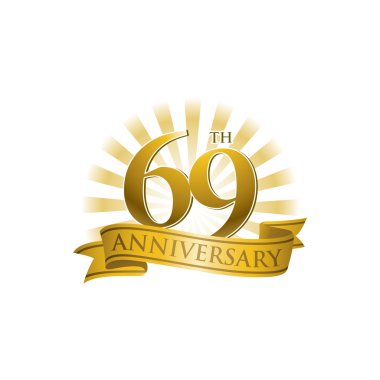 Altın ışık ışınları ile 69 yıldönümü şerit logo