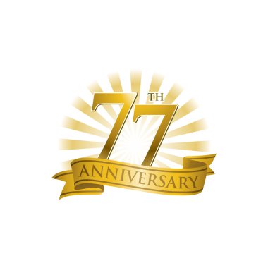 Altın ışık ışınları ile 77 yıldönümü şerit logo