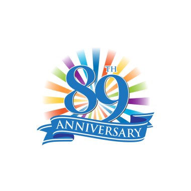 89 yıldönümü şerit logolu renkli ışık ışınları