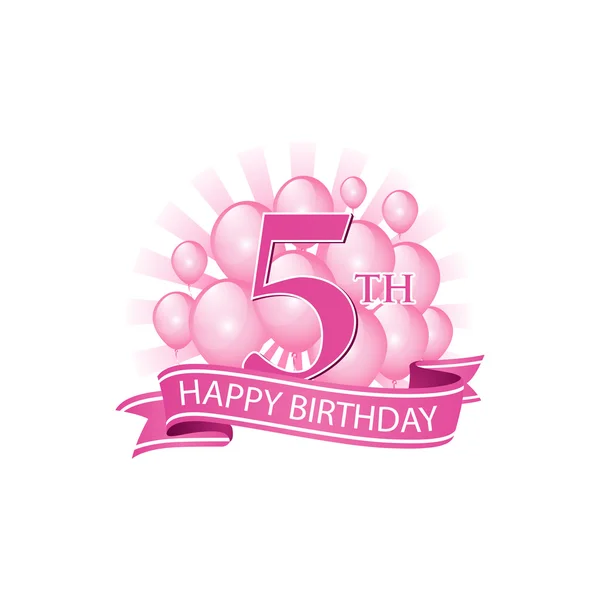 5th Pink Happy Birthday Logo With Balloons And Burst Of Light Stock Vector C Ariefpro