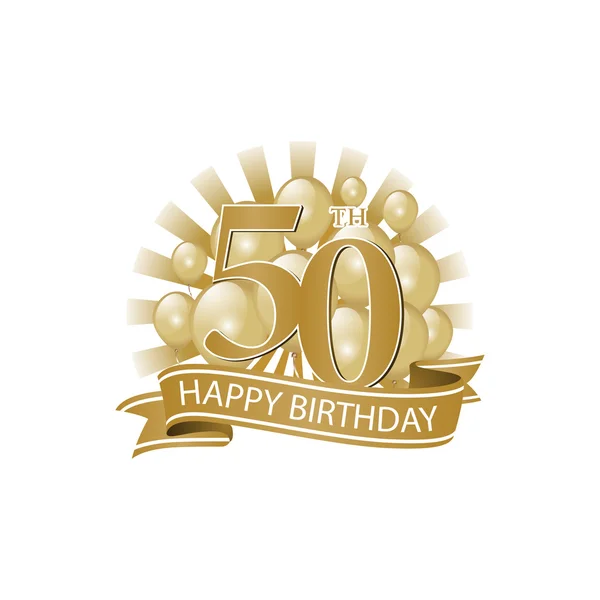 50th Golden Happy Birthday Logo With Balloons And Burst Of Light Vector Image By C Ariefpro Vector Stock