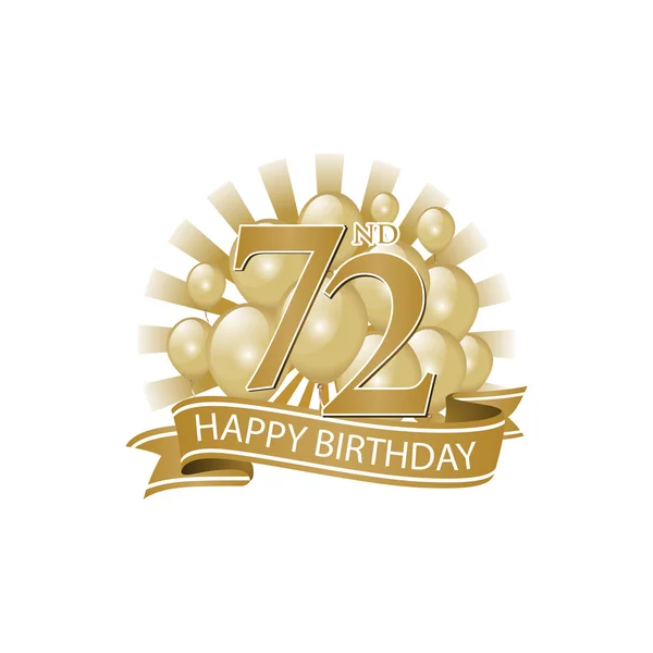 72 de oro feliz cumpleaños logo con globos y explosión de luz — Vector de stock