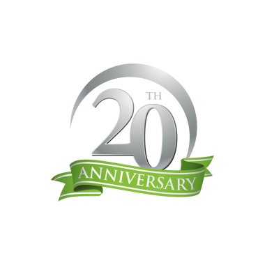 20th anniversary ring logo green ribbon clipart