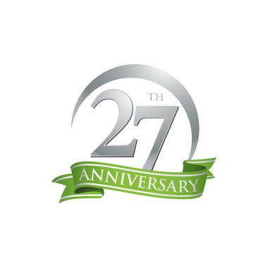 27 yıl dönümü yüzük logo yeşil şerit