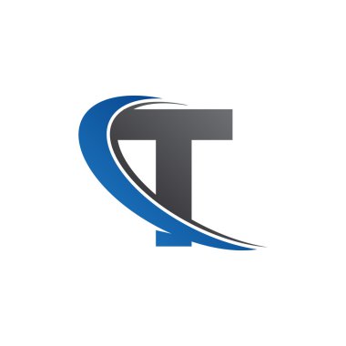 İlk harf T swoosh mavi logo