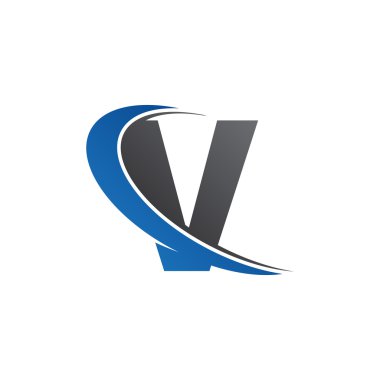 İlk harf V swoosh mavi logo