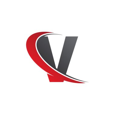 İlk harf V swoosh kırmızı logo