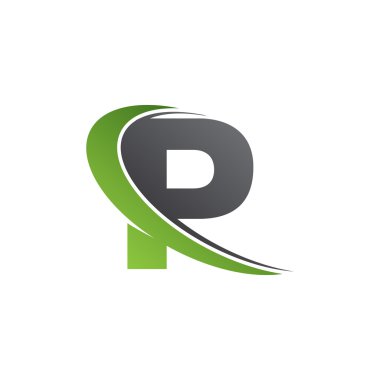 İlk harf P swoosh yeşil logo