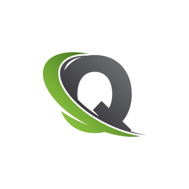 İlk harf Q swoosh yeşil logo