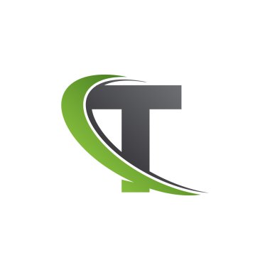 İlk harf T swoosh yeşil logo