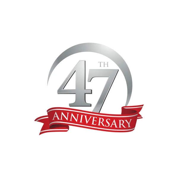 47th anniversary ring logo red ribbon — Stock Vector