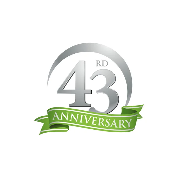 43ste verjaardag ring logo groen lint — Stockvector