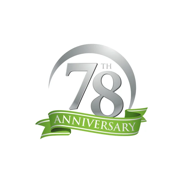 78. Jahrestag Ring Logo grüne Schleife — Stockvektor