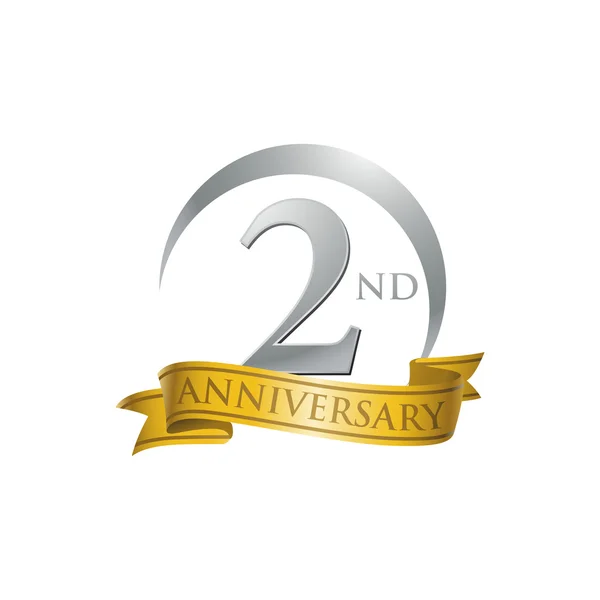2: a årsdagen ring logo guld band — Stock vektor