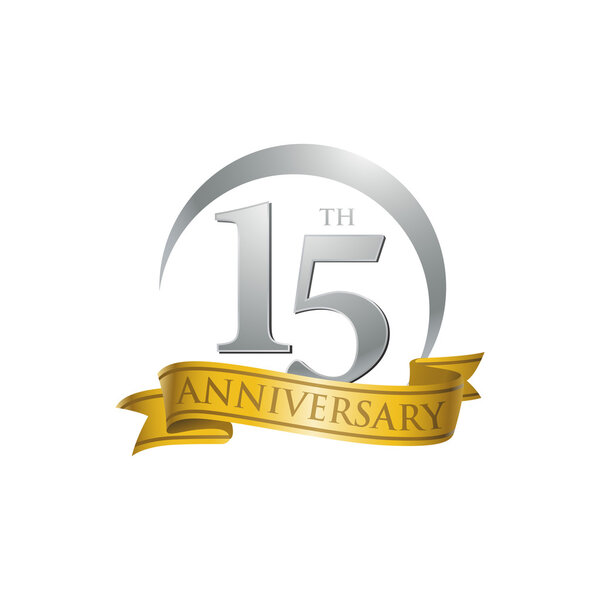 15th anniversary ring logo gold ribbon