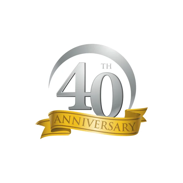 Cinta de oro del logotipo del anillo del 40º aniversario — Vector de stock