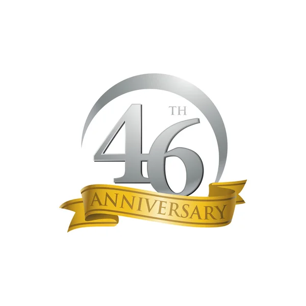 46 aniversario anillo logotipo cinta de oro — Vector de stock