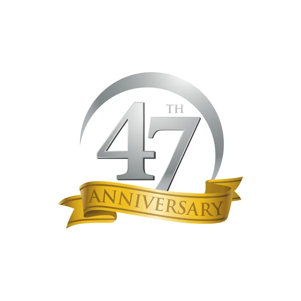 47th anniversary ring logo gold ribbon — Stock Vector