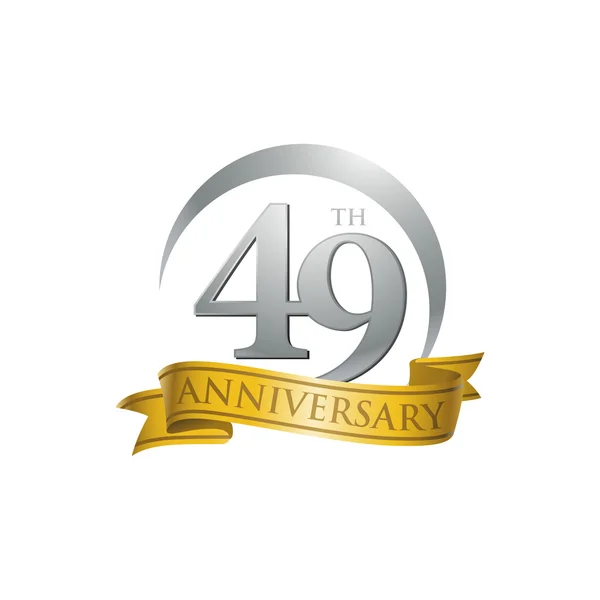 49 výročí prsten logo zlatá stuha — Stockový vektor