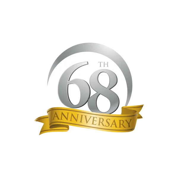 68 výročí prsten logo zlatá stuha — Stockový vektor
