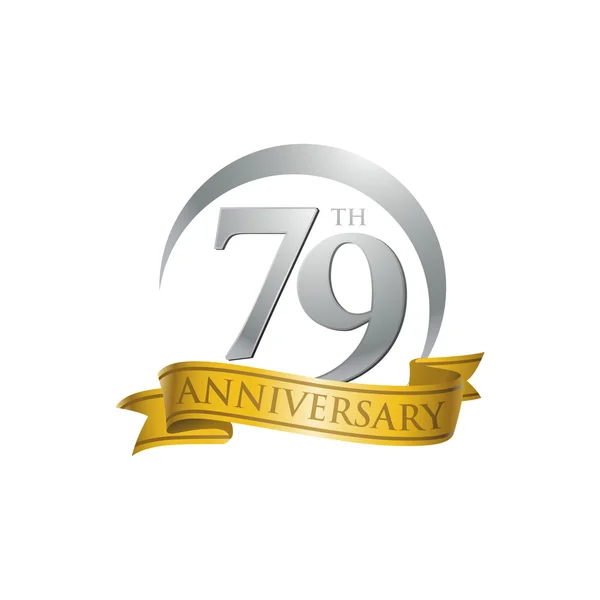 79esimo anniversario anello logo nastro d'oro — Vettoriale Stock