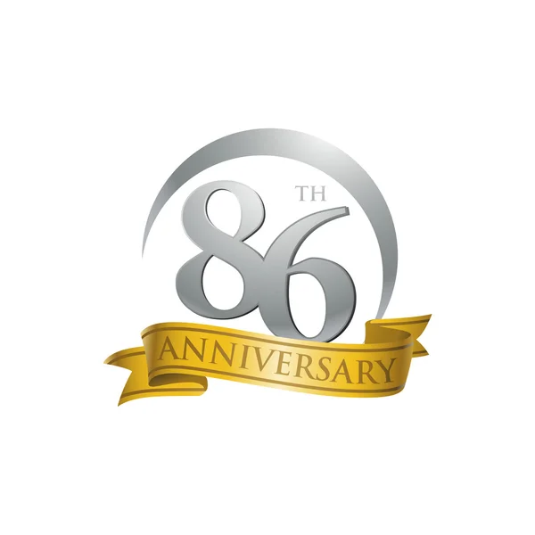 86th anniversary ring logo gold ribbon — Stock Vector